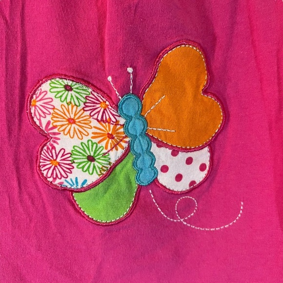 Nannette Little Girls Butterfly Patchwork Top 24M Pink Embroidered Colorful Tank - Picture 2 of 6